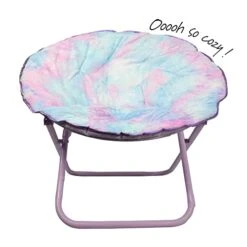 Urban Shop Faux Fur Foldable Saucer Chair, Rainbow -Home Table Chair Store 41FTSoaz3uL
