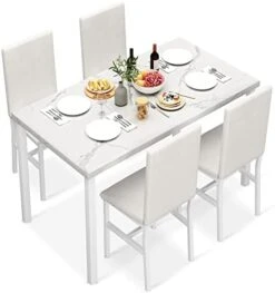 Tantohom Dining Table Set For 4, Compact Kitchen Table And Chairs For 4, 5 Pieces Faux Marble Dining Room Table Set With 4 Velvet Upholstery Chairs For Small Space, Living Room, Breakfast Nook, Gray 31 Tantohom Dining Table Set For 4, Compact Kitchen Table And Chairs For 4, 5 Pieces Faux Marble Dining Room Table Set With 4 Velvet Upholstery Chairs For Small Space, Living Room, Breakfast Nook, Gray -Home Table Chair Store 41Fk42pd5qL. AC