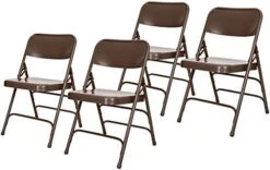 OEF Furnishings Triple Brace Steel Folding Chair, Brown -Home Table Chair Store 41FwYj9zvtL. AC