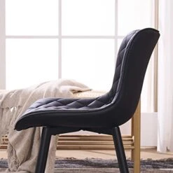 Kidol & Shellder Modern Dining Chairs Black PU Upholstered Kitchen & Dining Room Chairs,Loads Up To 300lbs,3 Mins Quick Assembly -Home Table Chair Store 41G721BT0tL