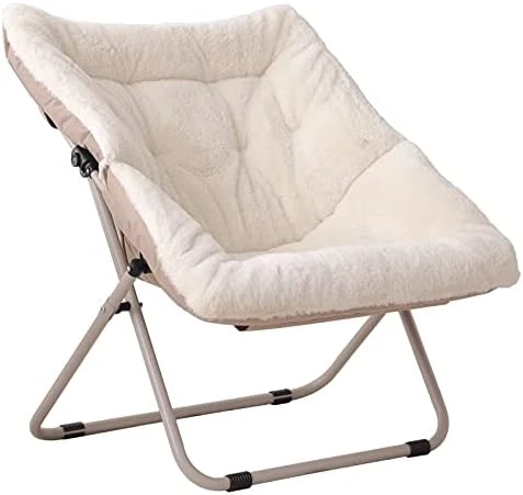 Tiita Saucer Chair, Soft Faux Fur Oversized Folding Accent Chair, Soft Furry Lounge Lazy Chair, Metal Frame Moon Chair For Bedroom, Living Room, Dorm Rooms, Garden And Courtyard 6 Tiita Saucer Chair, Soft Faux Fur Oversized Folding Accent Chair, Soft Furry Lounge Lazy Chair, Metal Frame Moon Chair For Bedroom, Living Room, Dorm Rooms, Garden And Courtyard - Image 4