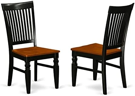 East West Furniture WEC-BLK-W Weston Dining Chairs - Slat Back Wood Seat Kitchen Chairs, Set Of 2, Black 7 East West Furniture WEC-BLK-W Weston Dining Chairs - Slat Back Wood Seat Kitchen Chairs, Set Of 2, Black - Image 5