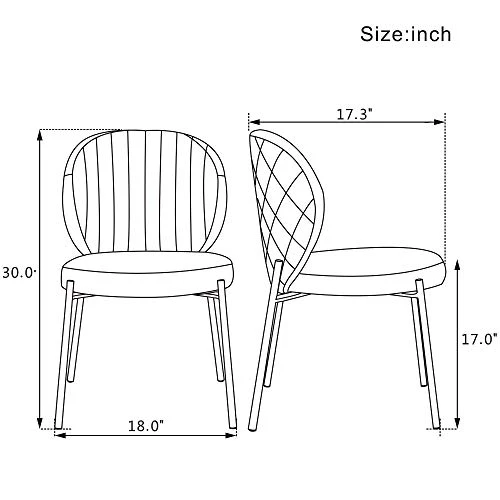 DAGONHIL Velvet Dining Chair,Upholstered Vanity Chairs With Golden Metal Leg,Set Of 2 (Yellow) 4 DAGONHIL Velvet Dining Chair,Upholstered Vanity Chairs With Golden Metal Leg,Set Of 2 (Yellow) - Image 2