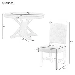 Merax 5 Piece Kitchen Dining Table Set, Wood Round Dining Table Set With Extendable Table And 4 Upholstered Chairs For Dining Room And Living Room, Functional Furniture Retro Style (Natural) -Home Table Chair Store 41GcOKJRs7L