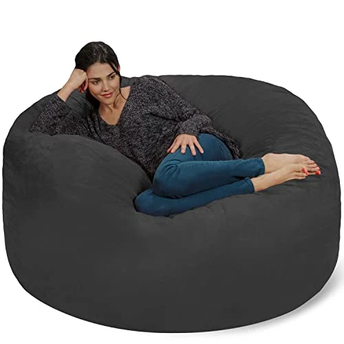 Chill Sack Bean Bag Chair: Giant 5' Memory Foam Furniture Bean Bag - Big Sofa With Soft Micro Fiber Cover - Dark Gray 7 Chill Sack Bean Bag Chair: Giant 5' Memory Foam Furniture Bean Bag - Big Sofa With Soft Micro Fiber Cover - Dark Gray - Image 5