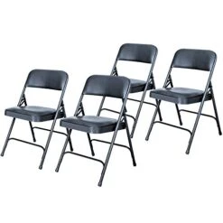 OEF Furnishings (4 Pack Premium Vinyl Padded Folding Chair, Blue