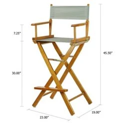 Casual Home 30" Director's Chair Honey Oak Frame-with Grey Canvas, Bar Height -Home Table Chair Store 41GqOcP0O6L