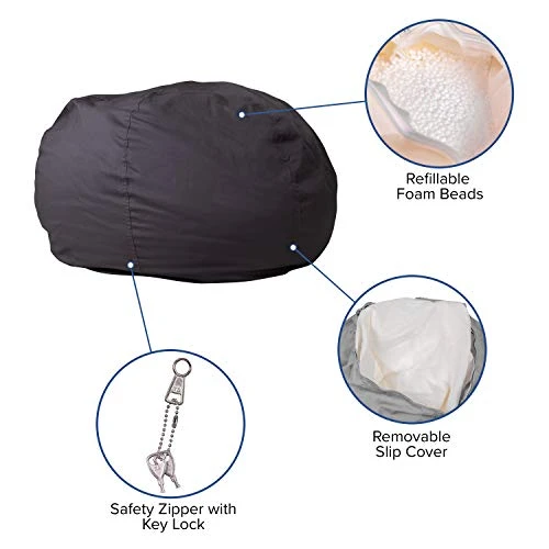 EMMA + OLIVER Oversized Solid Gray Refillable Bean Bag Chair For All Ages 7 EMMA + OLIVER Oversized Solid Gray Refillable Bean Bag Chair For All Ages - Image 5