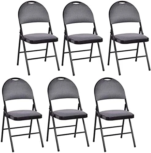 Nightcore Set Of 6 Folding Chairs, Upholstered Chair Set, Double Hinged Lounge Chair With Cushioned Seat, Armless Chairs, Portable Metal Chairs With Carrying Handle, Footrest And Non-Slip Feet (Black) 8 Nightcore Set Of 6 Folding Chairs, Upholstered Chair Set, Double Hinged Lounge Chair With Cushioned Seat, Armless Chairs, Portable Metal Chairs With Carrying Handle, Footrest And Non-Slip Feet (Black) - Image 6