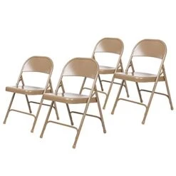OEF Furnishings (4 Pack), Beige Heavy Duty Steel Folding Chair -Home Table Chair Store 41H89h4wBjL 1