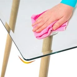 Modern Dining Room Table For 4, Rectangle Kitchen Table With Tempered Glass Table Top,Wood Printed Sturdy Metal Legs,Coffee Table For Dining Room,Kitchen,47.2 X 27.5 X 29.5 In (L X W X H) -Home Table Chair Store 41HBYkGZw9L