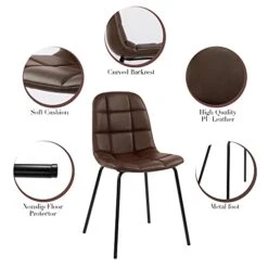 Thksbought Modern Chairs PU Leather Dining Chairs With Legs For Kitchen Living Room (Set Of 2 Dark Brown) -Home Table Chair Store 41HBb7QejvL