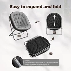 Iw I WISH Saucer Chair For Adults, Oversized Saucer Chair, Folding Saucer Chair, Bedroom Papasan Chair, Comfy Moon Chair (Grey) -Home Table Chair Store 41HEG9dKAbL 1