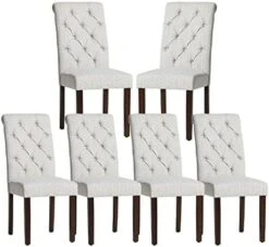 COLAMY Tufted Dining Chairs Set Of 2, Accent Parsons Diner Chairs Upholstered Fabric Dining Room Chairs Side Chair Stylish Kitchen Chairs With Solid Wood Legs And Padded Seat - Beige 23 COLAMY Tufted Dining Chairs Set Of 2, Accent Parsons Diner Chairs Upholstered Fabric Dining Room Chairs Side Chair Stylish Kitchen Chairs With Solid Wood Legs And Padded Seat - Beige -Home Table Chair Store 41HI9TIO2L. AC