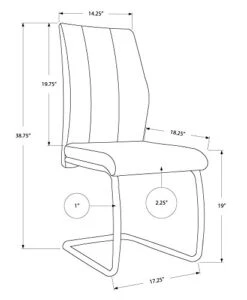 Monarch Specialties 2 Piece DINING CHAIR-2PCS/ 39" H/WHITE LEATHER-LOOK/CHROME, 17.25" L X 20.25" D X 38.75" H -Home Table Chair Store 41HRsMCKk9L