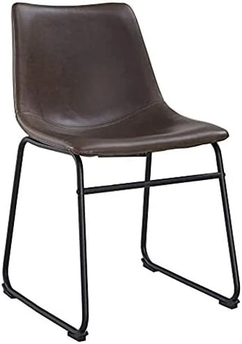 Walker Edison Douglas Urban Industrial Faux Leather Armless Dining Chairs, Set Of 2, Whiskey Brown 7 Walker Edison Douglas Urban Industrial Faux Leather Armless Dining Chairs, Set Of 2, Whiskey Brown - Image 5