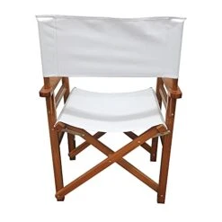 WEI WEI GLOBAL Set Of 2 19” Folding Director Chairs, Classic Height, Natural Hardwood Frame With White Canvas -Home Table Chair Store 41HYoTndpjS