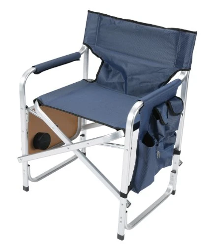 Faulkner Aluminum Director Chair With Folding Tray And Cup Holder, Blue 3 Faulkner Aluminum Director Chair With Folding Tray And Cup Holder, Blue