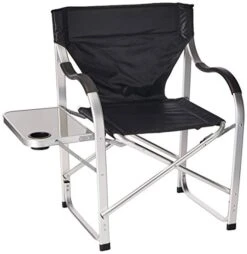 Stylish Camping SL1214 Black Heavy Duty Folding Camping Director Chair With Side Table