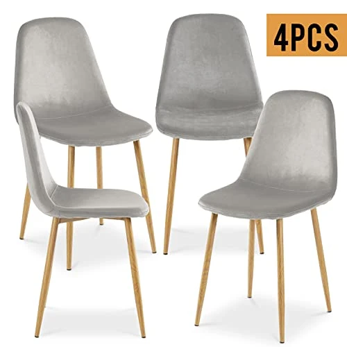 OKAKOPA 5 Piece Dining Table Set For 4, Modern 42.5" Rectangle Wood Dining Table And 4 Chairs With Metal Legs (1 Pc White Table + 4 Pcs Gray Chairs) 6 OKAKOPA 5 Piece Dining Table Set For 4, Modern 42.5" Rectangle Wood Dining Table And 4 Chairs With Metal Legs (1 Pc White Table + 4 Pcs Gray Chairs) - Image 4