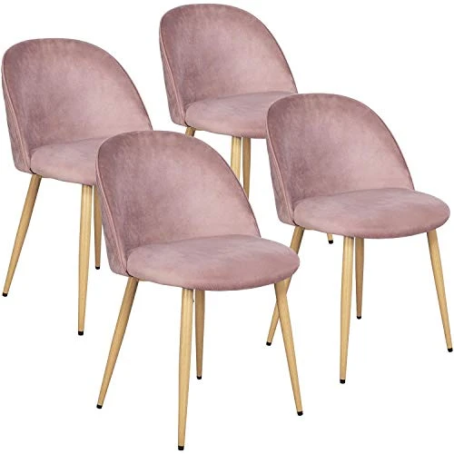 Yaheetech Dining Chairs Kitchen Chairs Living Room Chairs Vanity Chairs Upholstered Side Chairs Makeup Chairs With Soft Velvet Seat Backrest And Wooden Style Metal Legs Set Of 4, Pink 3 Yaheetech Dining Chairs Kitchen Chairs Living Room Chairs Vanity Chairs Upholstered Side Chairs Makeup Chairs With Soft Velvet Seat Backrest And Wooden Style Metal Legs Set Of 4, Pink