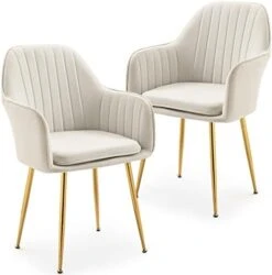 AVAWING Modern Living Dining Room Accent Arm Chairs Set Of 4, Velvet Mid-Century Upholstered Seat Club Guest With Golden Legs, Grey 24 AVAWING Modern Living Dining Room Accent Arm Chairs Set Of 4, Velvet Mid-Century Upholstered Seat Club Guest With Golden Legs, Grey -Home Table Chair Store 41I1ixSt1nL. AC