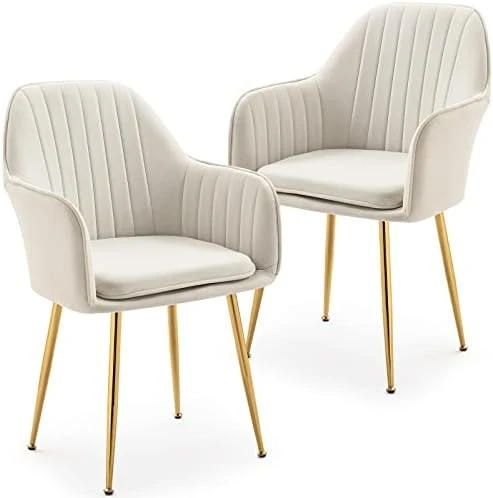 AVAWING Modern Living Dining Room Accent Arm Chairs Set Of 4, Velvet Mid-Century Upholstered Seat Club Guest With Golden Legs, Grey 13 AVAWING Modern Living Dining Room Accent Arm Chairs Set Of 4, Velvet Mid-Century Upholstered Seat Club Guest With Golden Legs, Grey - Image 11