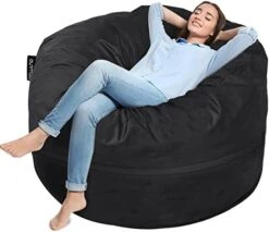 Anuwaa Bean Bag Chair Cover - Soft Suede Fabric Bean Bag Cover, Washable Lazy Sofa Bed Cover, Sack Bean Bag Chair For Adults And Teens, Living Room Furniture, 4ft Black(Cover Only, No Filler) 21 Anuwaa Bean Bag Chair Cover - Soft Suede Fabric Bean Bag Cover, Washable Lazy Sofa Bed Cover, Sack Bean Bag Chair For Adults And Teens, Living Room Furniture, 4ft Black(Cover Only, No Filler) -Home Table Chair Store 41I3rpWbWwL. AC 1