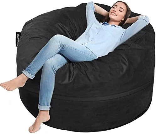 Anuwaa Bean Bag Chair Cover - Soft Suede Fabric Bean Bag Cover, Washable Lazy Sofa Bed Cover, Sack Bean Bag Chair For Adults And Teens, Living Room Furniture, 4ft Black(Cover Only, No Filler) 9 Anuwaa Bean Bag Chair Cover - Soft Suede Fabric Bean Bag Cover, Washable Lazy Sofa Bed Cover, Sack Bean Bag Chair For Adults And Teens, Living Room Furniture, 4ft Black(Cover Only, No Filler) - Image 7