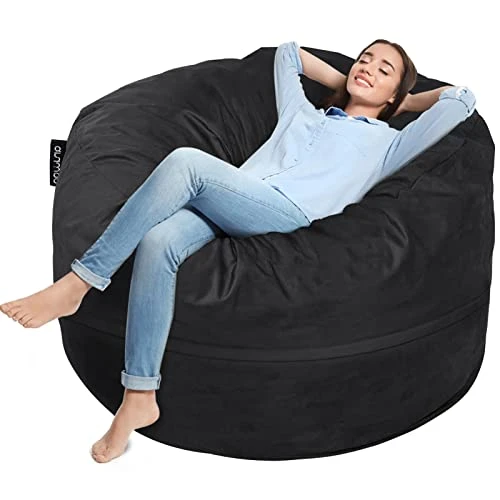 Anuwaa Bean Bag Chair Cover - Soft Suede Fabric Bean Bag Cover, Washable Lazy Sofa Bed Cover, Sack Bean Bag Chair For Adults And Teens, Living Room Furniture, 4ft Black(Cover Only, No Filler) 3 Anuwaa Bean Bag Chair Cover - Soft Suede Fabric Bean Bag Cover, Washable Lazy Sofa Bed Cover, Sack Bean Bag Chair For Adults And Teens, Living Room Furniture, 4ft Black(Cover Only, No Filler)