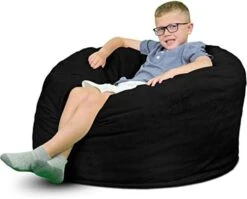 ULTIMATE SACK 3000 (3 Ft.) Bean Bag Chair: Giant Foam-Filled Furniture - Machine Washable Covers, Durable Inner Liner, 100% Virgin Foam. Comfy Bean Bag Chair. (Electric Blue, Suede) -Home Table Chair Store 41IKSa 2vYL. AC