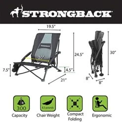 STRONGBACK Low Gravity Beach Chair With Built-in Lumbar Back Support, Heavy Duty Portable Folding Beach Chair For Adults 13 STRONGBACK Low Gravity Beach Chair With Built-in Lumbar Back Support, Heavy Duty Portable Folding Beach Chair For Adults -Home Table Chair Store 41ITI7D5cZL