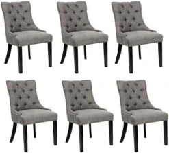Seasonfall Dining Room Chairs Set Of 6 Button Tufted Parsons Accent Armless Modern 6 Pack HG3294-List HG3294-List -Home Table Chair Store 41IUExtrdL. AC