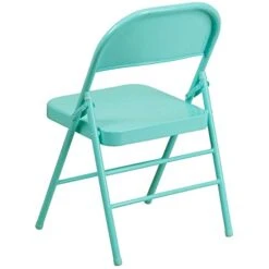 Flash Furniture 4 Pack HERCULES COLORBURST Series Tantalizing Teal Triple Braced & Double Hinged Metal Folding Chair -Home Table Chair Store 41IXvmyljLL