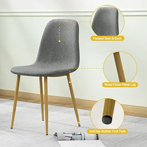 Bacyion 47" Dining Table Set For 4-5 Piece Kitchen Table And Chair, Rectangle Tempered Glass Table With 4 Faux Leather Side Chairs, Modern Dining Room Table Set For Dining Room, Kitchen, Deep Grey 5 Bacyion 47" Dining Table Set For 4-5 Piece Kitchen Table And Chair, Rectangle Tempered Glass Table With 4 Faux Leather Side Chairs, Modern Dining Room Table Set For Dining Room, Kitchen, Deep Grey - Image 3