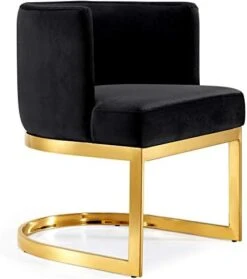 Meridian Furniture Gianna Collection Modern | Contemporary Velvet Upholstered Dining Chair With Polished Gold Metal Frame, 24" W X 22" D X 29.5" H, Black 20 Meridian Furniture Gianna Collection Modern | Contemporary Velvet Upholstered Dining Chair With Polished Gold Metal Frame, 24" W X 22" D X 29.5" H, Black -Home Table Chair Store 41IiMDHzlKL. AC