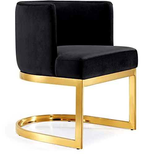 Meridian Furniture Gianna Collection Modern | Contemporary Velvet Upholstered Dining Chair With Polished Gold Metal Frame, 24" W X 22" D X 29.5" H, Black 3 Meridian Furniture Gianna Collection Modern | Contemporary Velvet Upholstered Dining Chair With Polished Gold Metal Frame, 24" W X 22" D X 29.5" H, Black