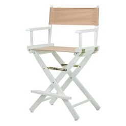Casual Home 24" Director's Chair White Frame With Tan Canvas, Counter Height
