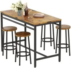 MIERES 5 Pcs Dining Table Set, Kitchen Table And Chairs For 4 Kitchen Counter With Bar Height Stools, Ideal For Pub︱Home︱Farmhouse Restaurant︱Cafe, MDF Top & Steel Frame 20 MIERES 5 Pcs Dining Table Set, Kitchen Table And Chairs For 4 Kitchen Counter With Bar Height Stools, Ideal For Pub︱Home︱Farmhouse Restaurant︱Cafe, MDF Top & Steel Frame -Home Table Chair Store 41JN8LnKeGL. AC