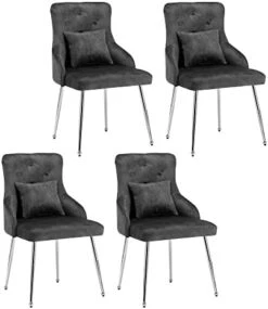 UDAX Velvet Dining Chair, Upholstered Vanity Chair With Tufted Back And Metal Legs, Mistyrose Pink -Home Table Chair Store 41JVkHUeGhL. AC