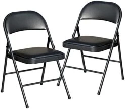 KAIHAOWIN Folding Chairs 2 Pack Vinyl Folding Chairs Portable Easy Storage Foldable Chair-Stackable Morden Commercial Seat With Powder-Coated Durable Metal Frame For Indoor/Outdoor Office Camping -Home Table Chair Store 41Jx4jcdx1L. AC