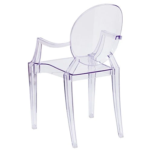 EMMA + OLIVER Oval Back Ghost Chair With Arms In Transparent Crystal 8 EMMA + OLIVER Oval Back Ghost Chair With Arms In Transparent Crystal - Image 6