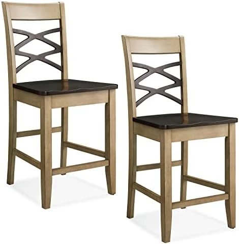 Leick Home 10184-GSMH Wood Double Cross Back Dining Chair, Set Of 2, Graystone With Moss Heather Seat 8 Leick Home 10184-GSMH Wood Double Cross Back Dining Chair, Set Of 2, Graystone With Moss Heather Seat - Image 6