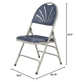 (4 Pack) NPS® 1100 Series Deluxe Fan Back With Triple Brace Double Hinge Folding Chair, Dark Blue -Home Table Chair Store 41Kq7M0ETDL