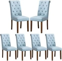 COLAMY Tufted Dining Chairs Set Of 4, Upholstered Parsons Dining Room Chairs, Fabric Kitchen Side Chair With Wood Legs - Dark Beige -Home Table Chair Store 41Kr50PjKAL. AC