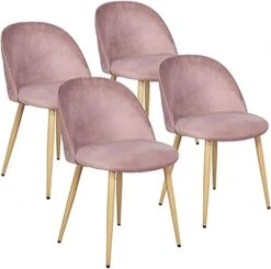 Yaheetech Dining Chairs Living Room Chair Velvet Kitchen Chairs With Soft Seat/Backrest/Wooden Style/Metal Legs For Kitchen Dining Room Restaurant Cafe Set Of 4, Pink 21 Yaheetech Dining Chairs Living Room Chair Velvet Kitchen Chairs With Soft Seat/Backrest/Wooden Style/Metal Legs For Kitchen Dining Room Restaurant Cafe Set Of 4, Pink -Home Table Chair Store 41KuPZcbzFL. AC