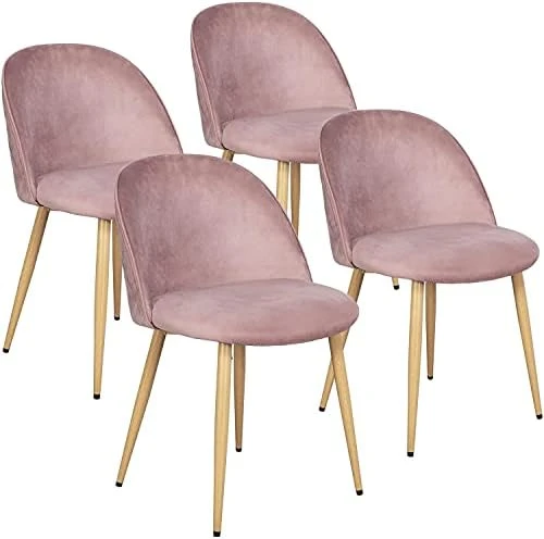 Yaheetech Dining Chairs Living Room Chair Velvet Kitchen Chairs With Soft Seat/Backrest/Wooden Style/Metal Legs For Kitchen Dining Room Restaurant Cafe Set Of 4, Pink 12 Yaheetech Dining Chairs Living Room Chair Velvet Kitchen Chairs With Soft Seat/Backrest/Wooden Style/Metal Legs For Kitchen Dining Room Restaurant Cafe Set Of 4, Pink - Image 10