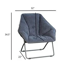 Zenithen Limited Hexagon Folding Dish Chair, Gray Corduroy - Pack Of 1 -Home Table Chair Store 41LE9xV6LnL