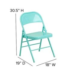 Flash Furniture 4 Pack HERCULES COLORBURST Series Tantalizing Teal Triple Braced & Double Hinged Metal Folding Chair -Home Table Chair Store 41LjZYDZ3WL