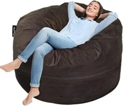 Anuwaa Bean Bag Chair Cover - Soft Suede Fabric Bean Bag Cover, Washable Lazy Sofa Bed Cover, Sack Bean Bag Chair For Adults And Teens, Living Room Furniture, 4ft Black(Cover Only, No Filler) 24 Anuwaa Bean Bag Chair Cover - Soft Suede Fabric Bean Bag Cover, Washable Lazy Sofa Bed Cover, Sack Bean Bag Chair For Adults And Teens, Living Room Furniture, 4ft Black(Cover Only, No Filler) -Home Table Chair Store 41LkrFy2L2L. AC 2